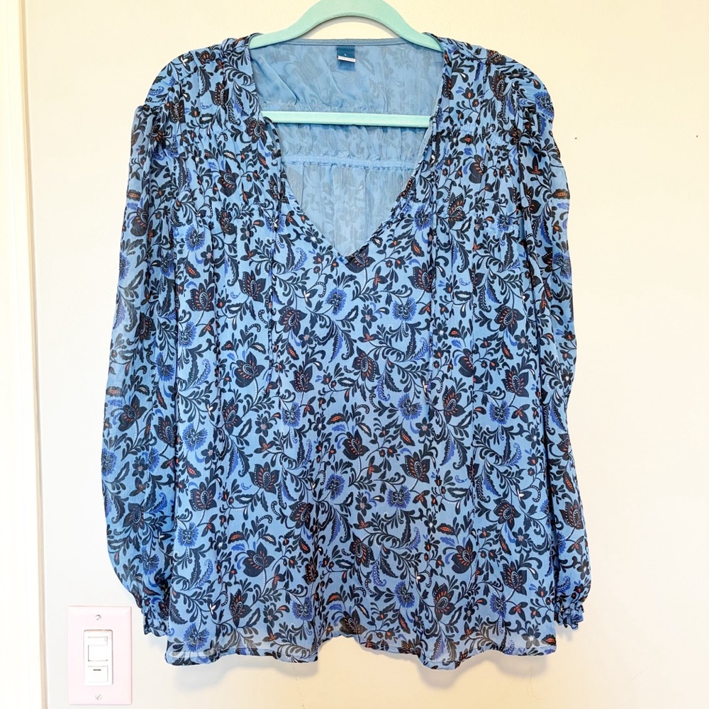 Old Navy Blue Floral Blouse